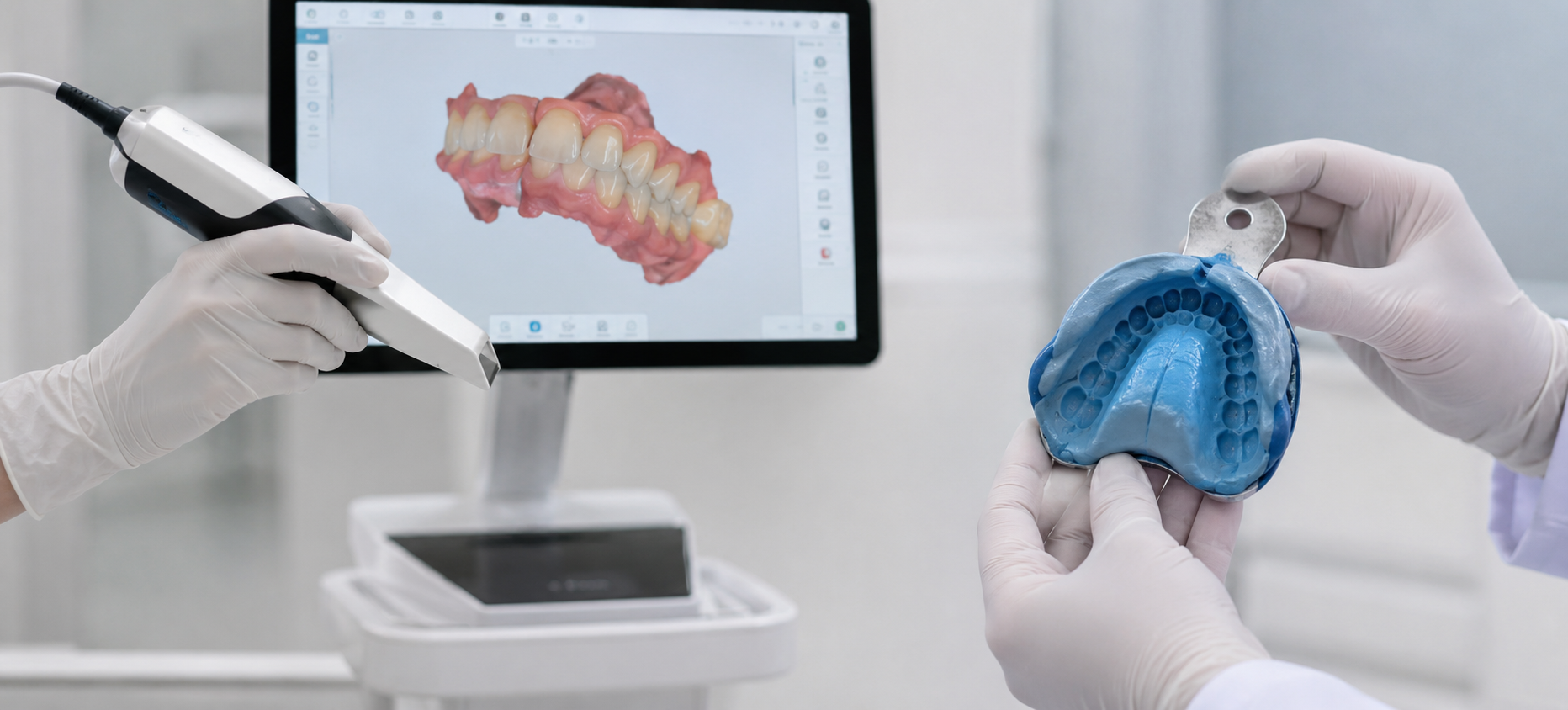 Dentist explaining dental treatment options to a patient during consultation